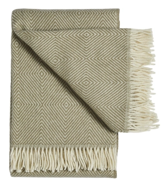 Hele-roheline narmastega villane pleed
