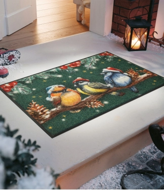 Jõuluteemaline paukudega uksematt Magic Birds