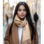 Vilnonis moteriškas šalikas Beige spalva 1
