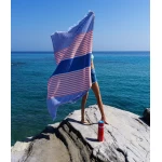 stilingas paplūdimio rankšluostis mėlyna raudona spalvos 1