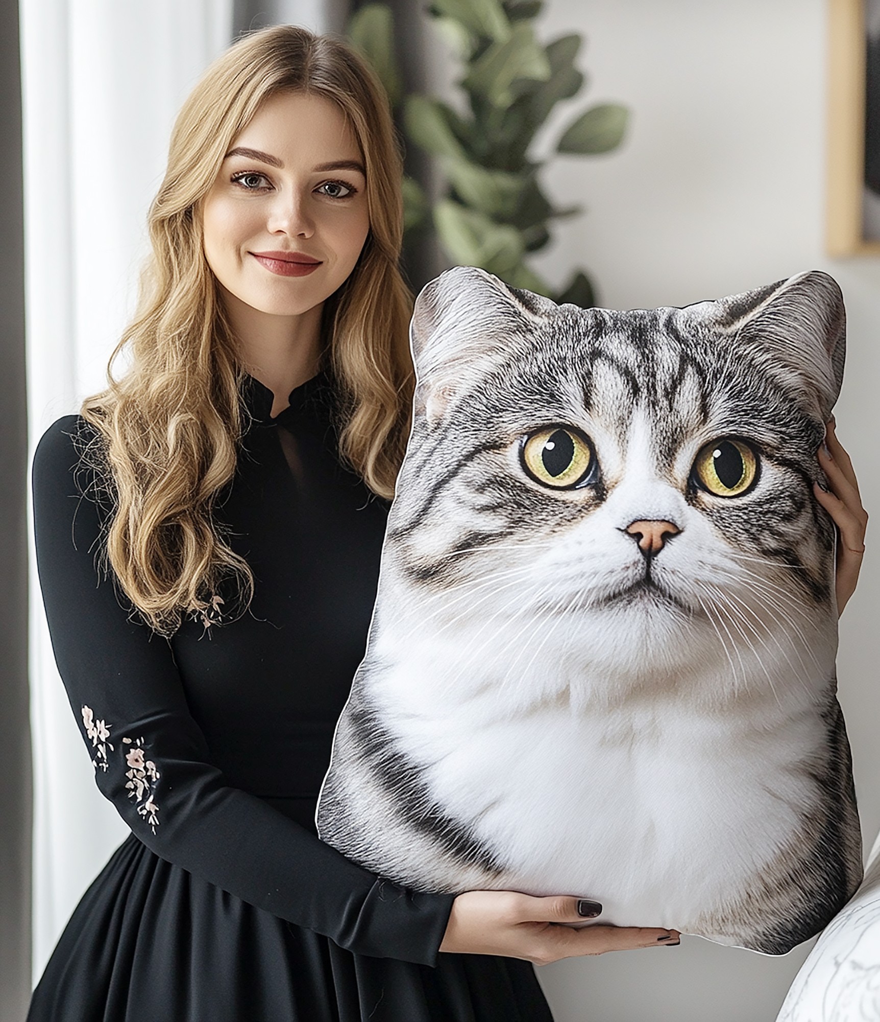dovana draugei pagalvėlė su katino nuotrauka