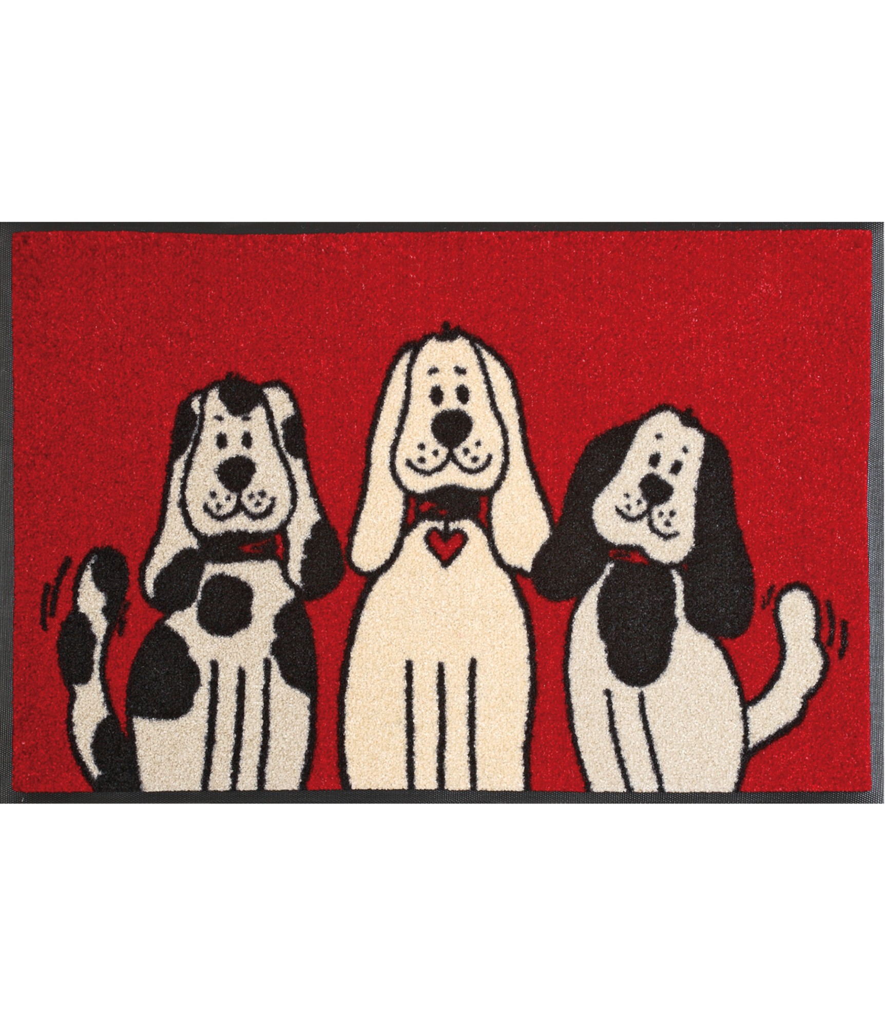 Punane uksematt kodusesse majapidamisse kutsikatega Three Dogs